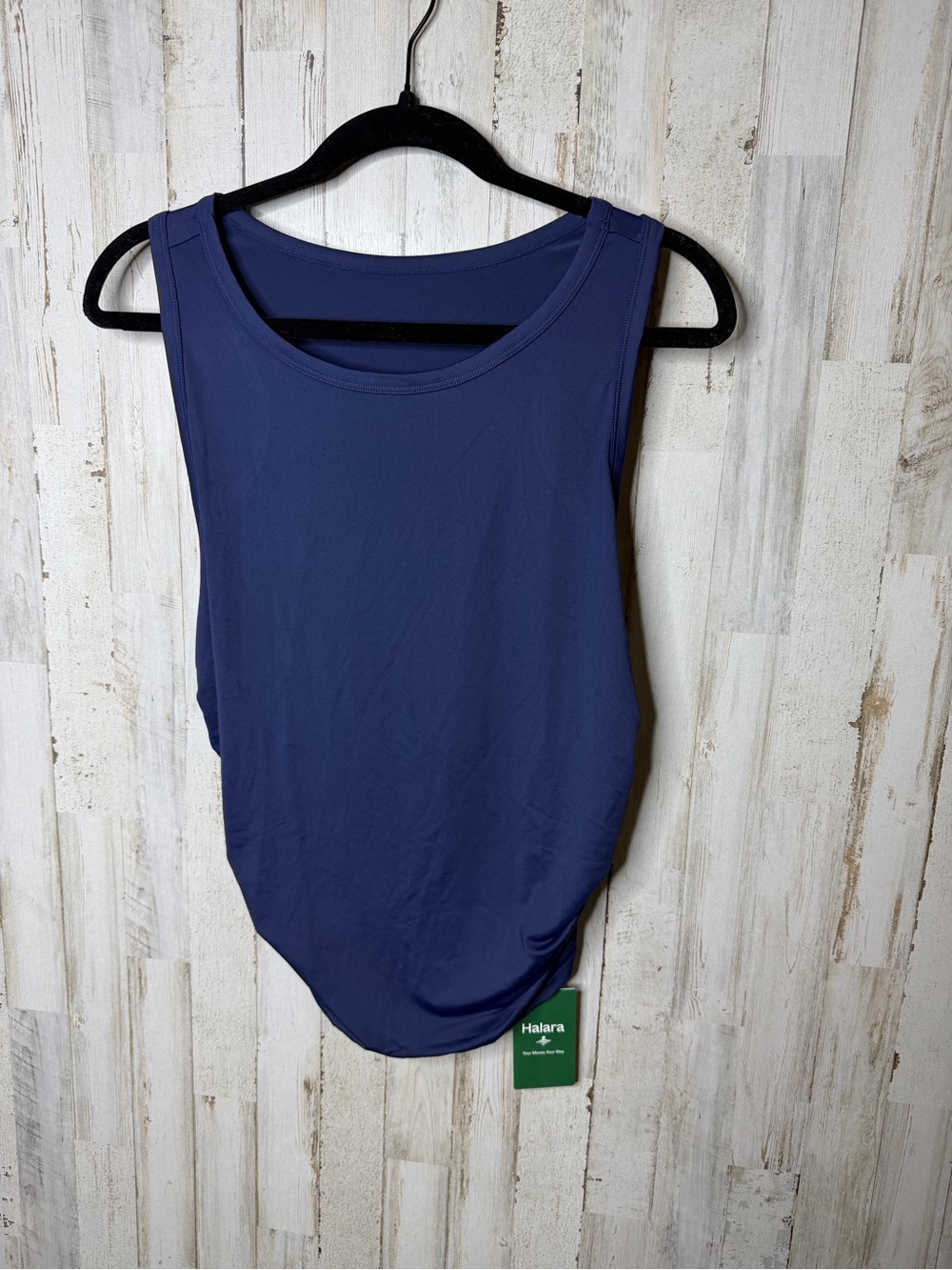 HALARA Women's Ruched Yoga Tank Top in Deep Navy